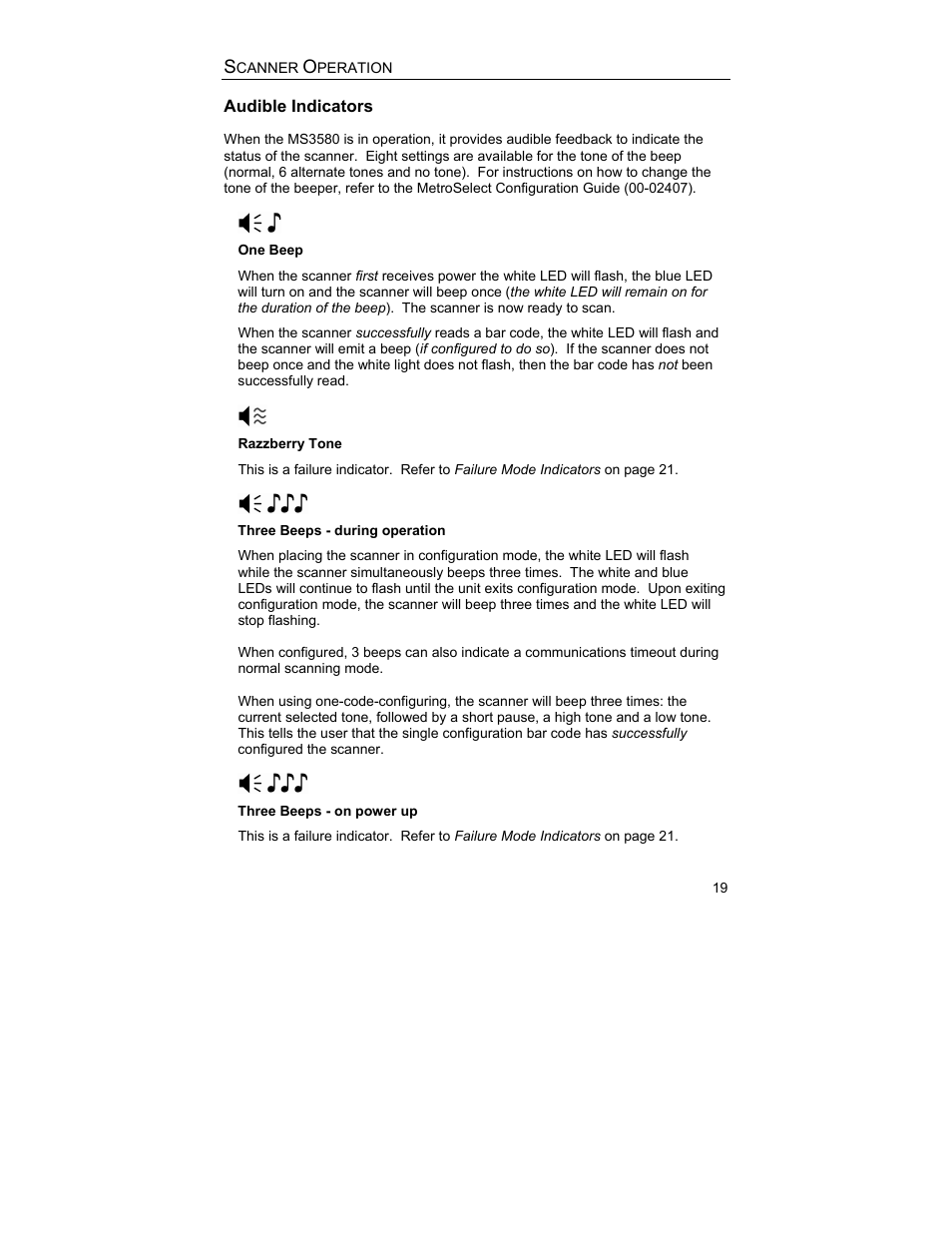 Indicators, Audible | Metrologic Instruments MS3580 User Manual | Page 23 / 56