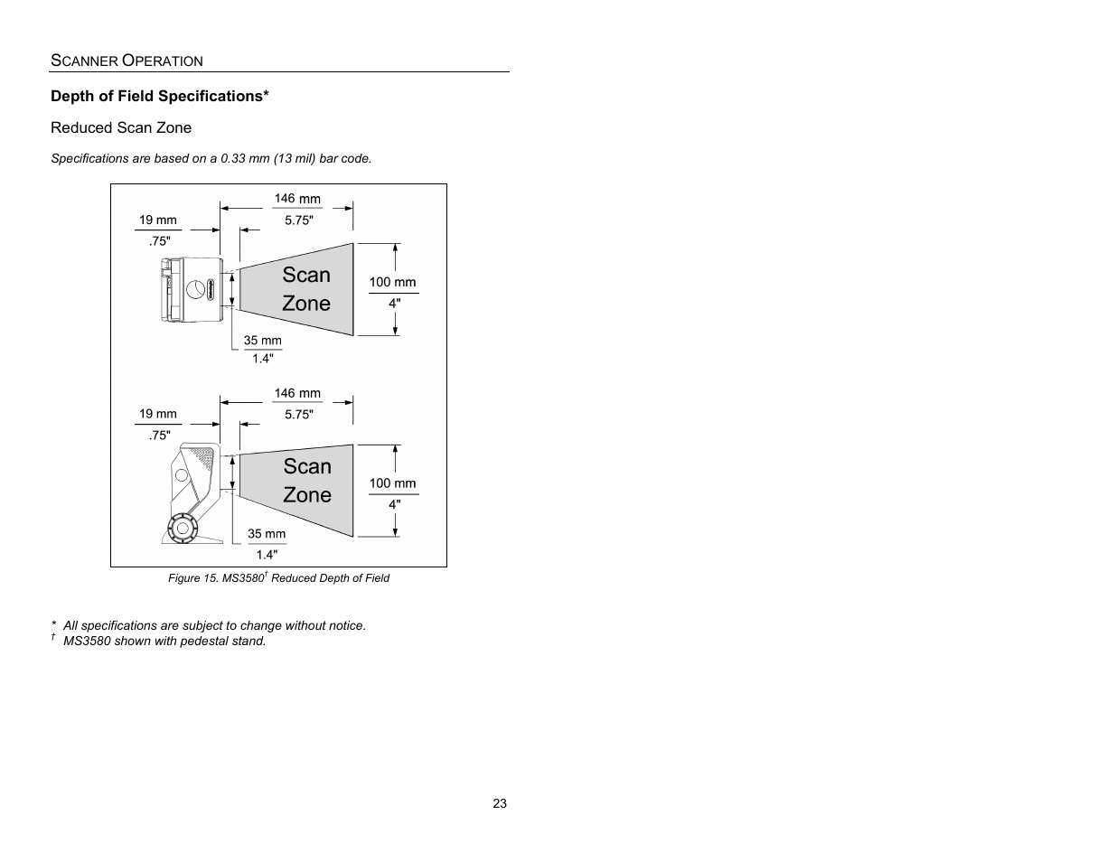 Reduced scan zone | Metrologic Instruments MS3580 User Manual | Page 27 / 56