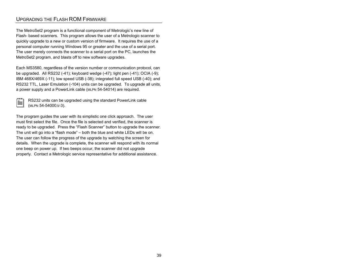 Upgrading the flash rom firmware | Metrologic Instruments MS3580 User Manual | Page 43 / 56