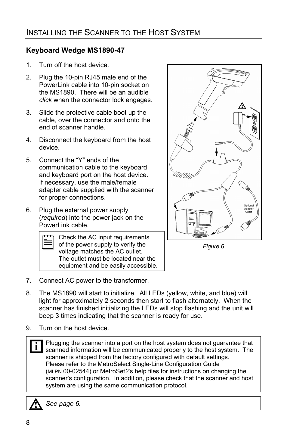 Keyboard wedge ms1890-47, Rs232 ms1890-14 | Metrologic Instruments MS1890 User Manual | Page 12 / 48