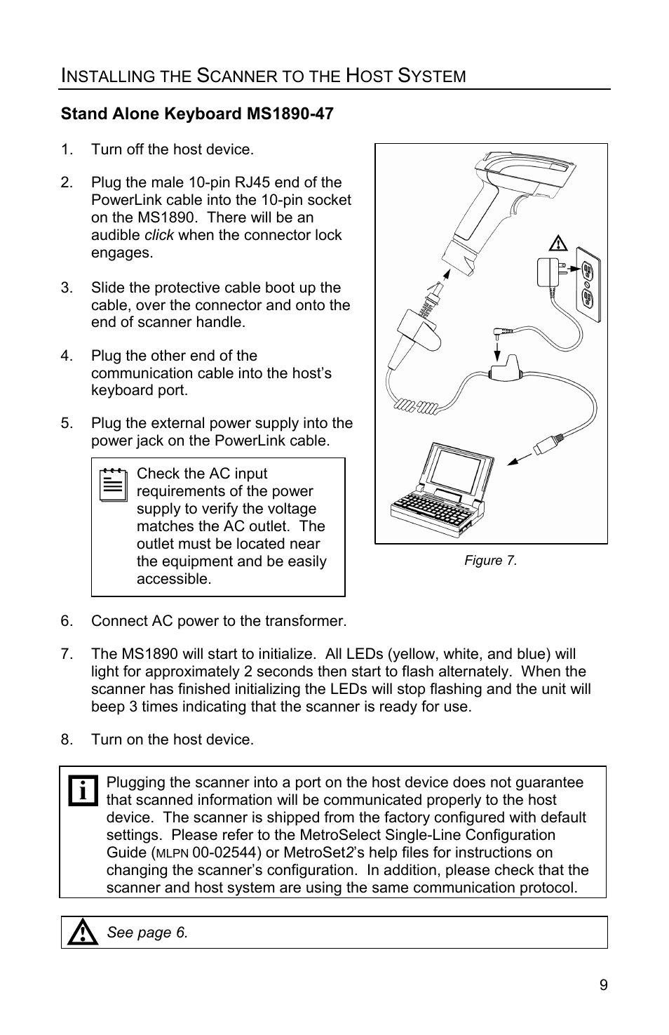 Stand alone keyboard ms1890-47, Keyboard wedge ms1890-47 | Metrologic Instruments MS1890 User Manual | Page 13 / 48