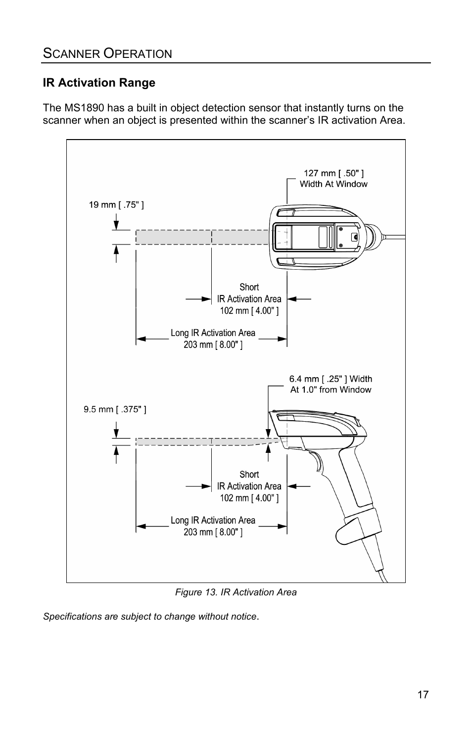 Ir activation range, Failure modes | Metrologic Instruments MS1890 User Manual | Page 21 / 48