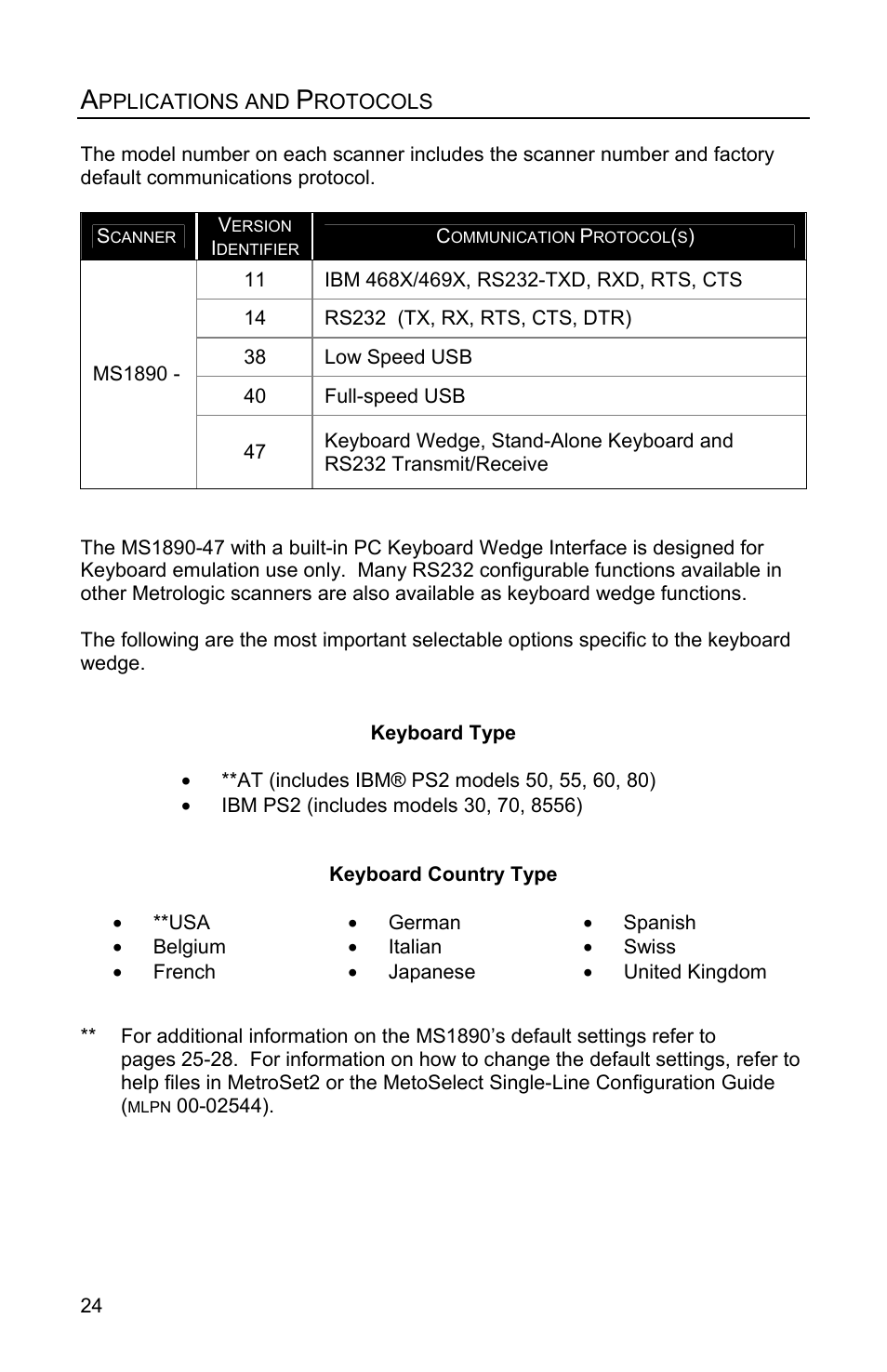 Applications and protocols, Troubleshooting guide | Metrologic Instruments MS1890 User Manual | Page 28 / 48