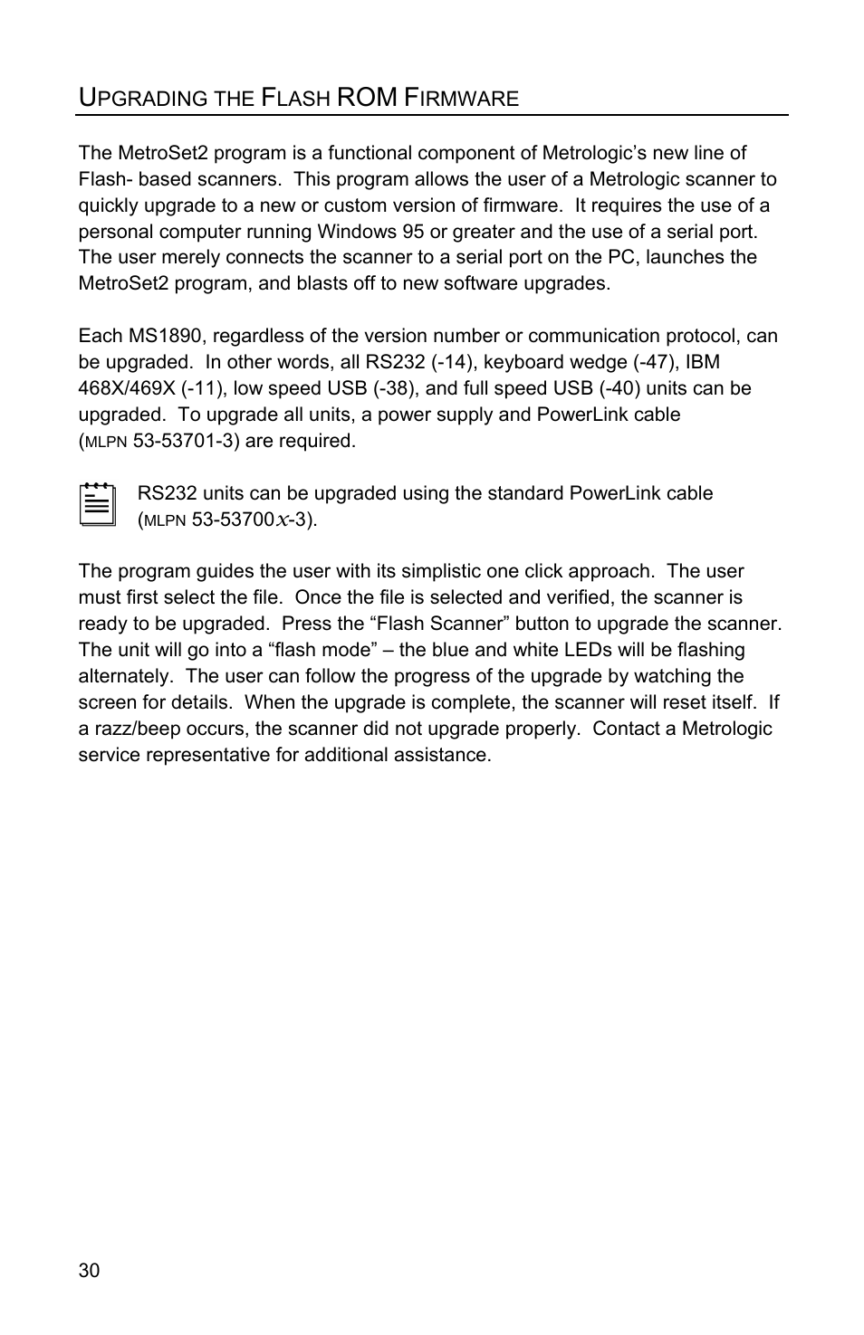 Upgrading the flash rom firmware | Metrologic Instruments MS1890 User Manual | Page 34 / 48