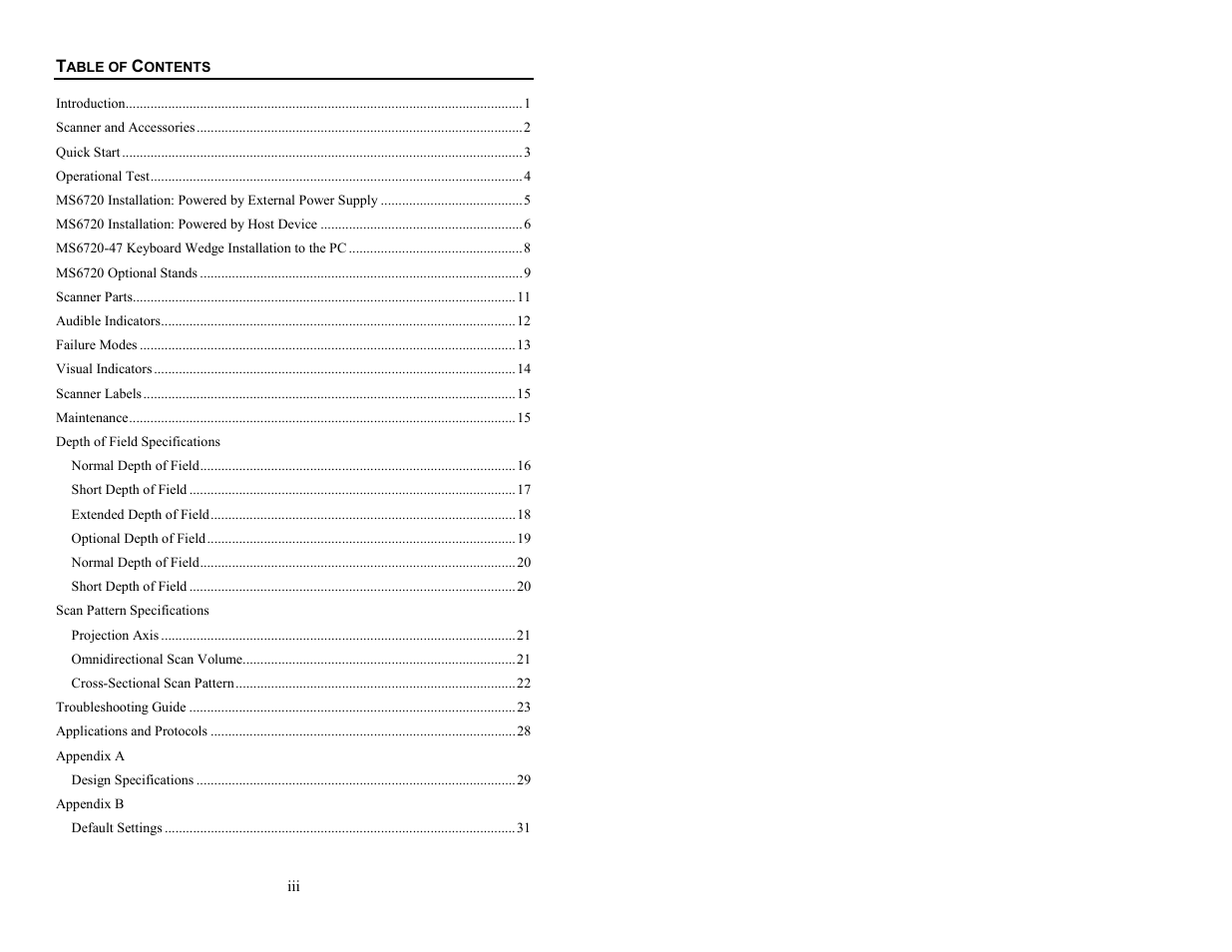 Metrologic Instruments MS6720 User Manual | Page 4 / 52