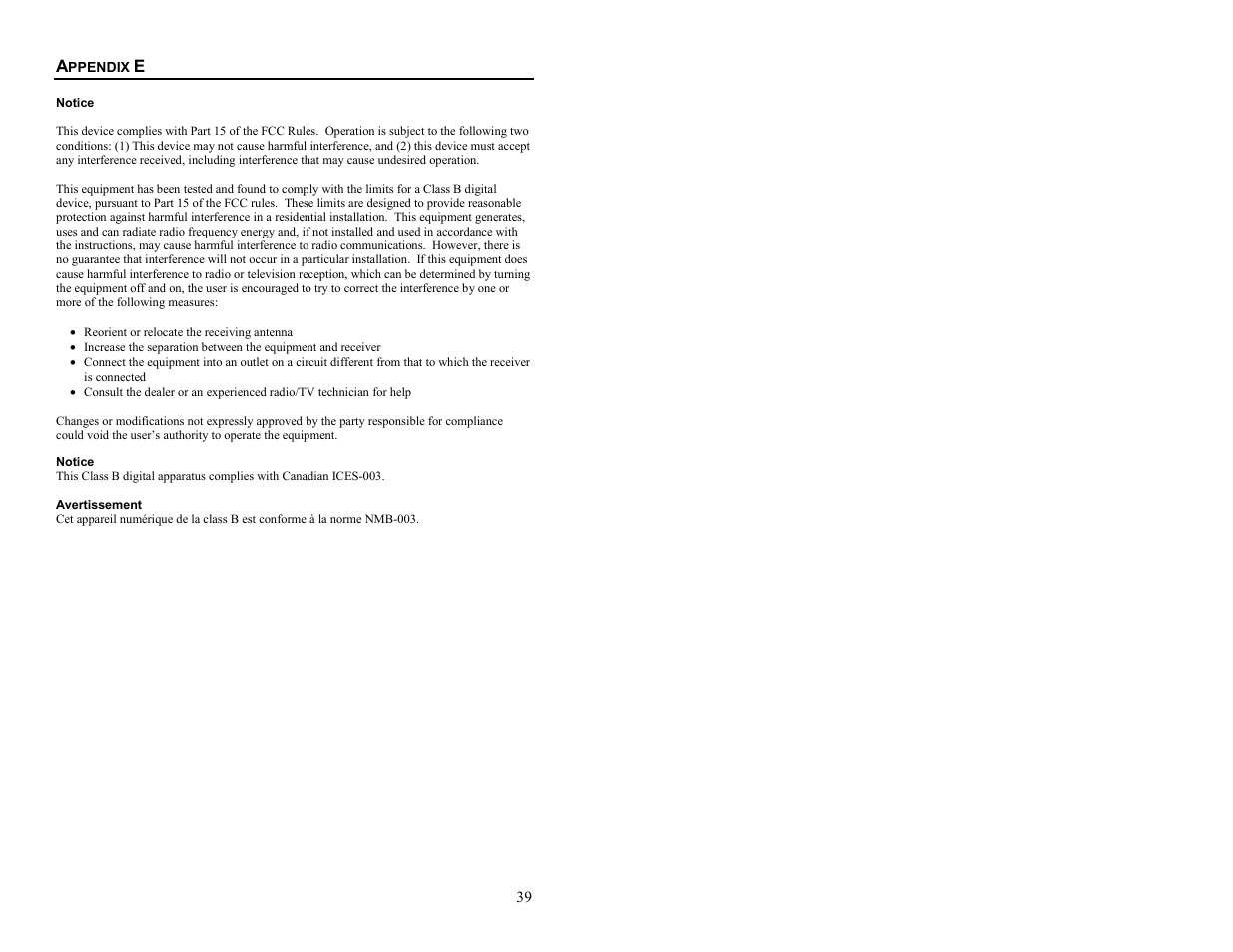 Appendix e, Notices | Metrologic Instruments MS6720 User Manual | Page 45 / 52