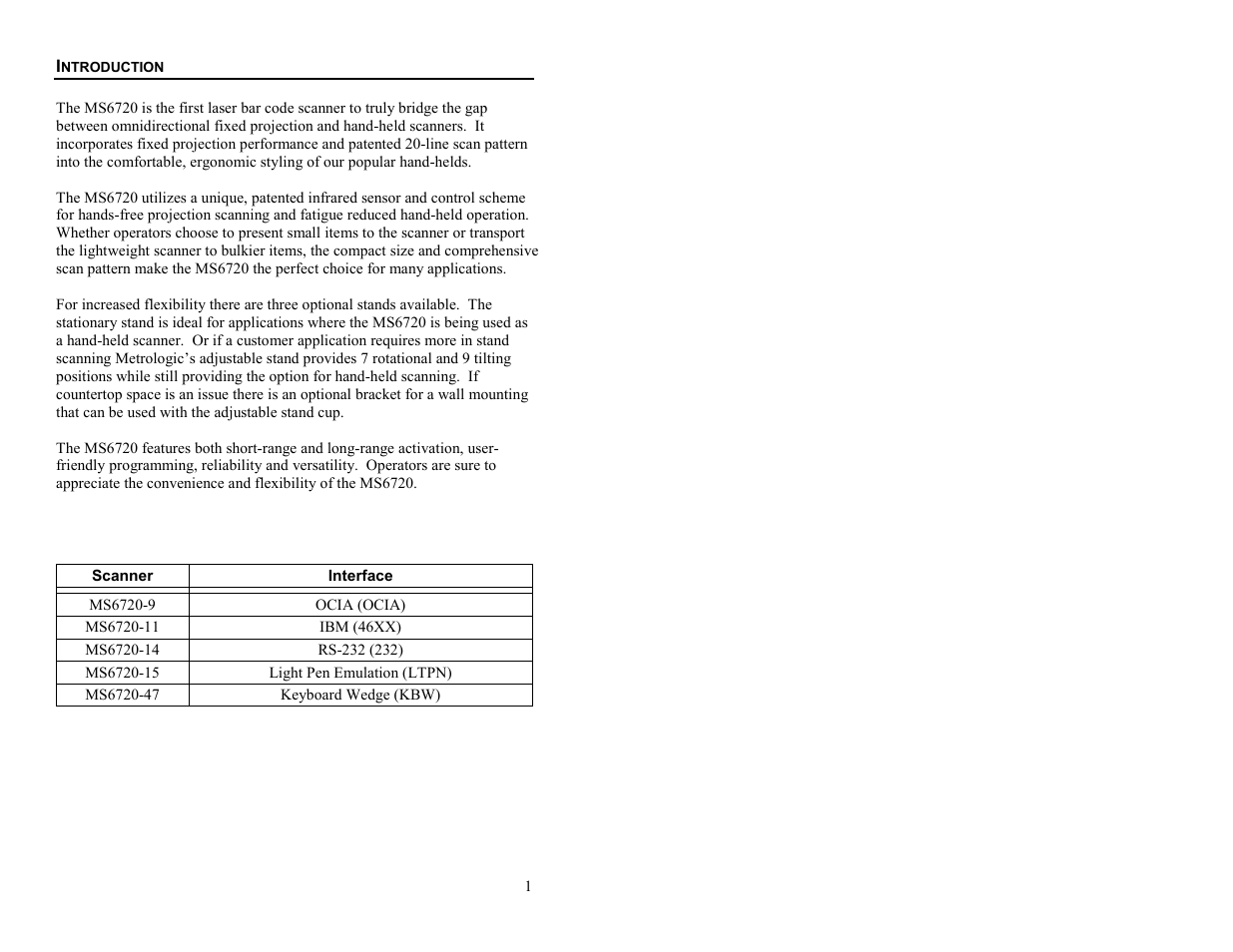 Introduction | Metrologic Instruments MS6720 User Manual | Page 7 / 52