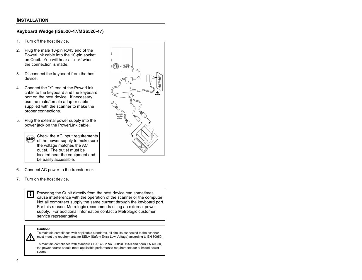 Installating an, Is6520-41/ms6520-41 to the host system | Metrologic Instruments Cubit MS6520 Series User Manual | Page 10 / 44