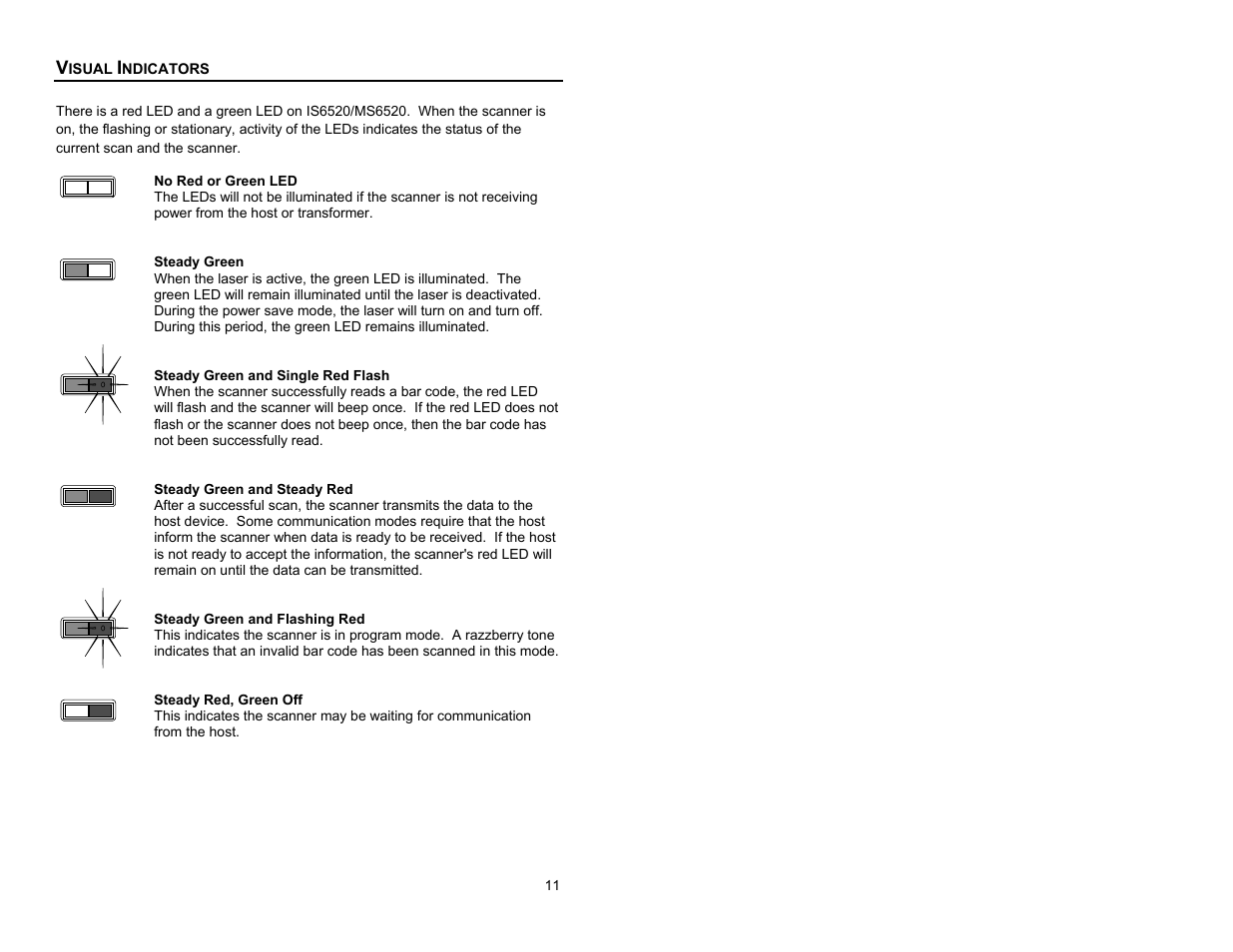 Visual indicators | Metrologic Instruments Cubit MS6520 Series User Manual | Page 17 / 44
