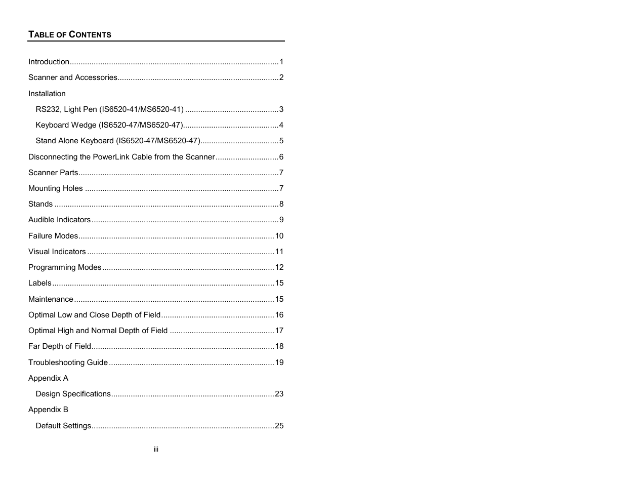 Metrologic Instruments Cubit MS6520 Series User Manual | Page 4 / 44