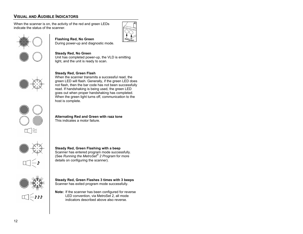 Visual and audible indicators | Metrologic Instruments IS8000 User Manual | Page 16 / 40