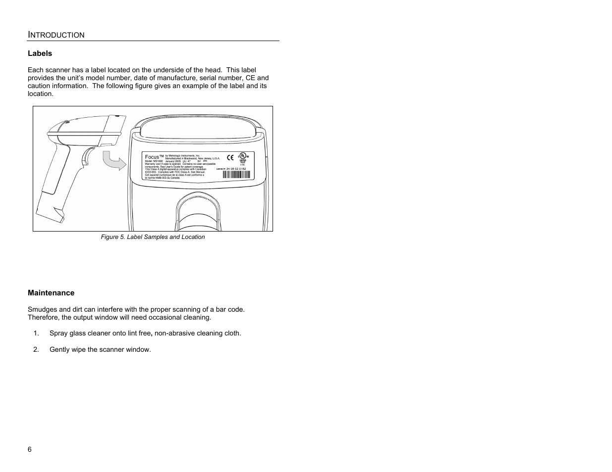 Labels, Maintenance | Metrologic Instruments MS1690 User Manual | Page 10 / 52