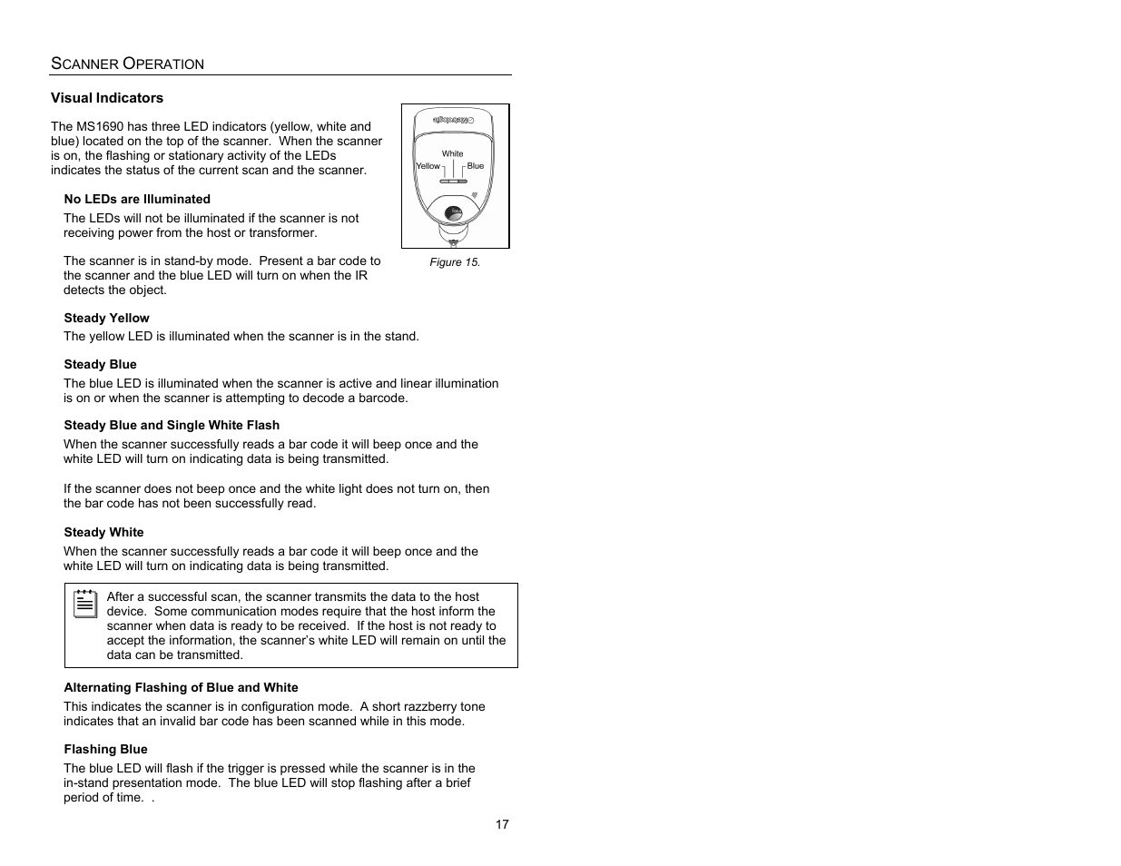 Visual, Visual indicators | Metrologic Instruments MS1690 User Manual | Page 21 / 52