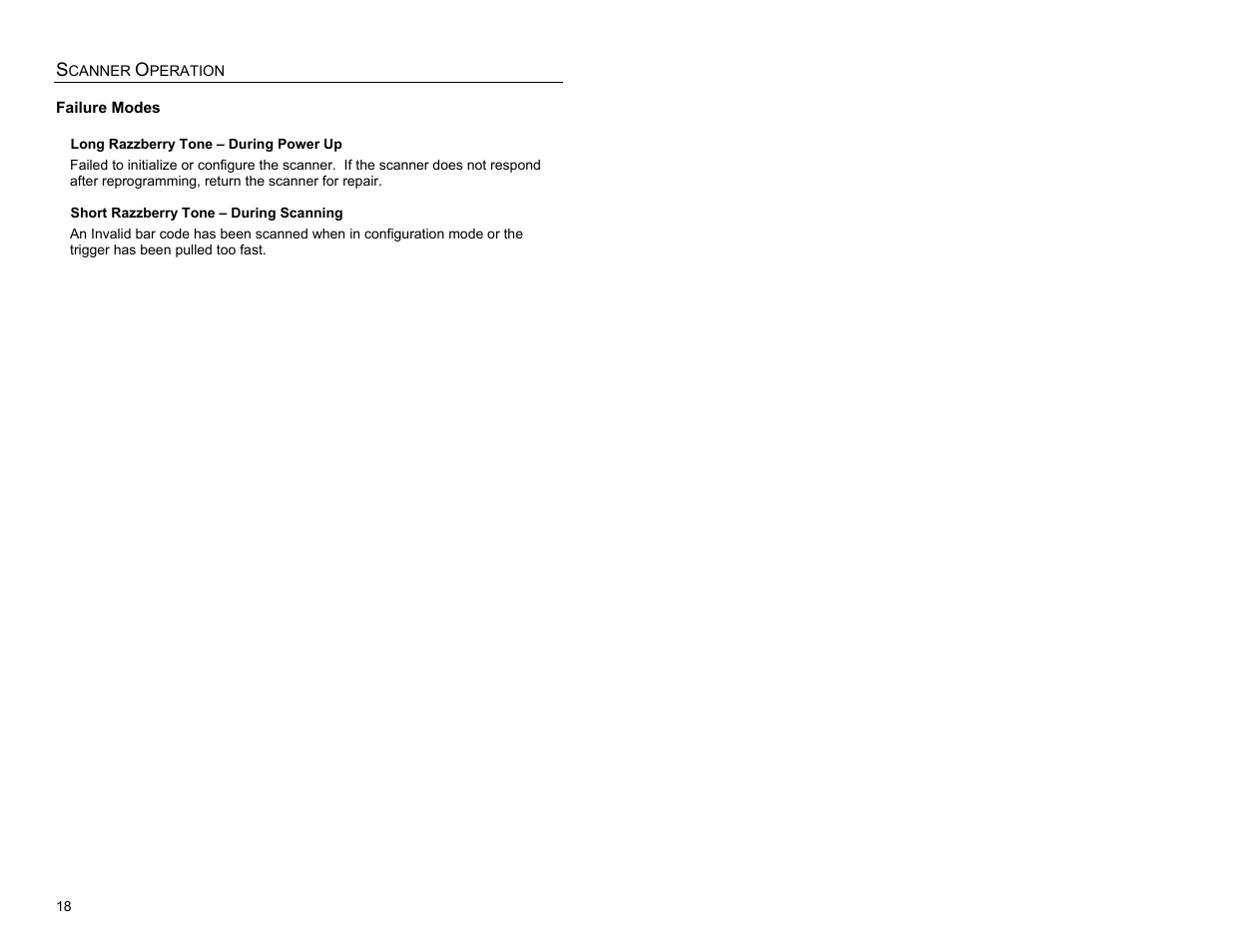 Failure modes | Metrologic Instruments MS1690 User Manual | Page 22 / 52