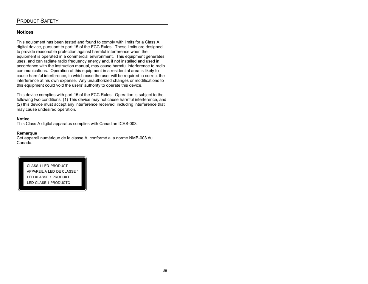 Product safety, Notices | Metrologic Instruments MS1690 User Manual | Page 43 / 52