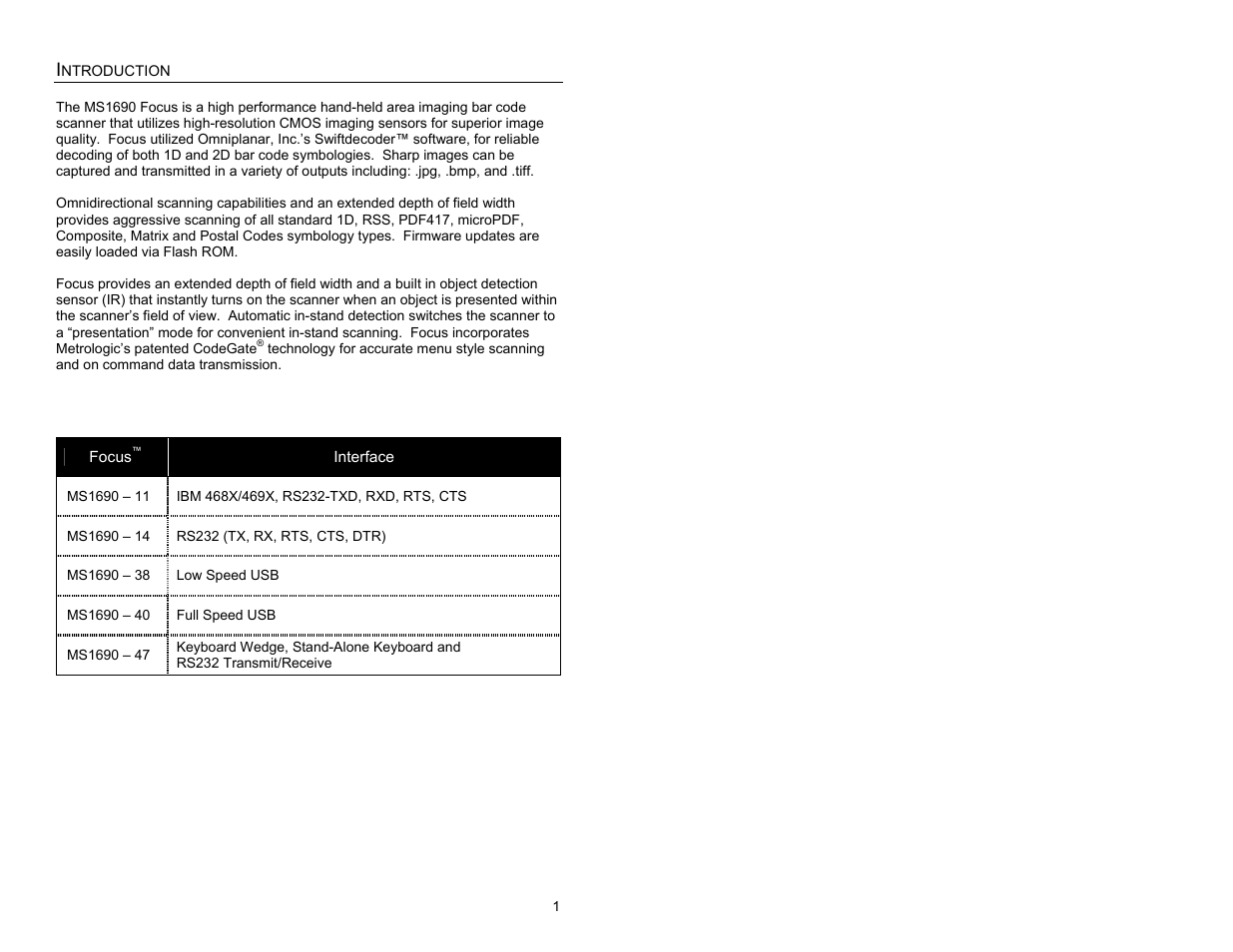 Introduction | Metrologic Instruments MS1690 User Manual | Page 5 / 52