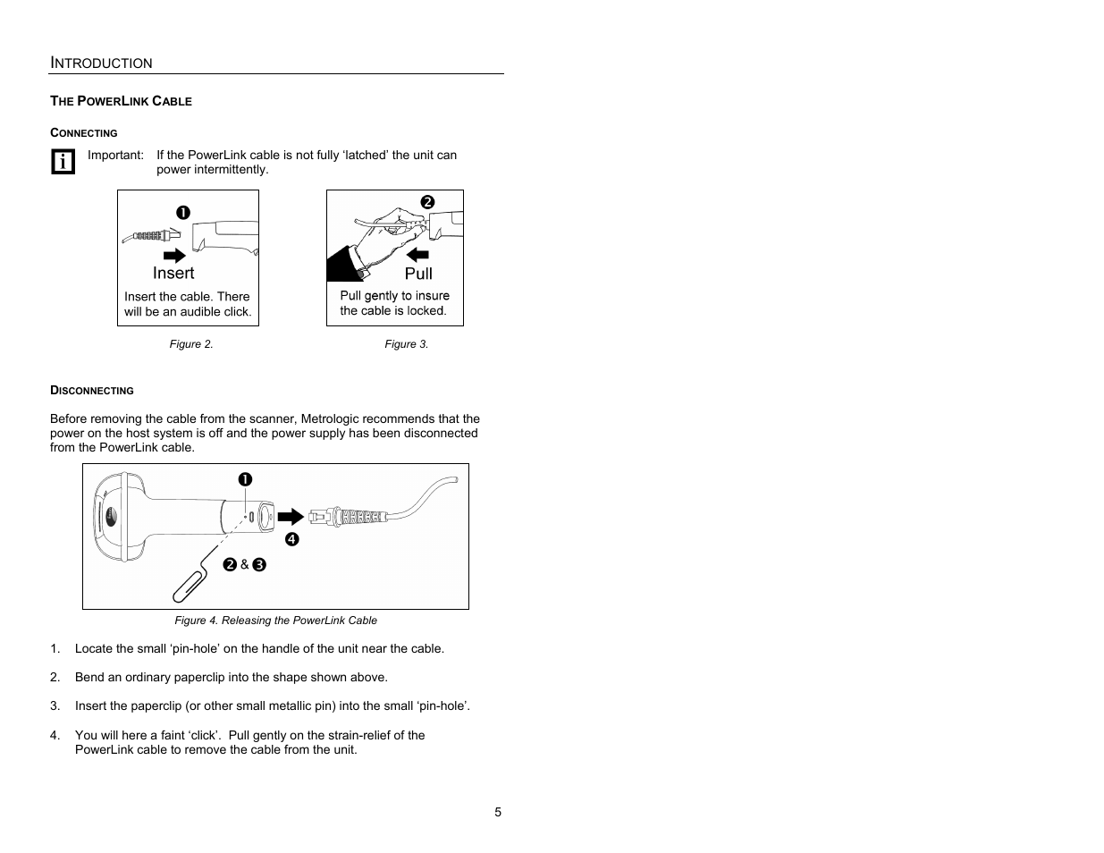 The powerlink cable, Connecting, Disconnecting | Metrologic Instruments MS1690 User Manual | Page 9 / 52