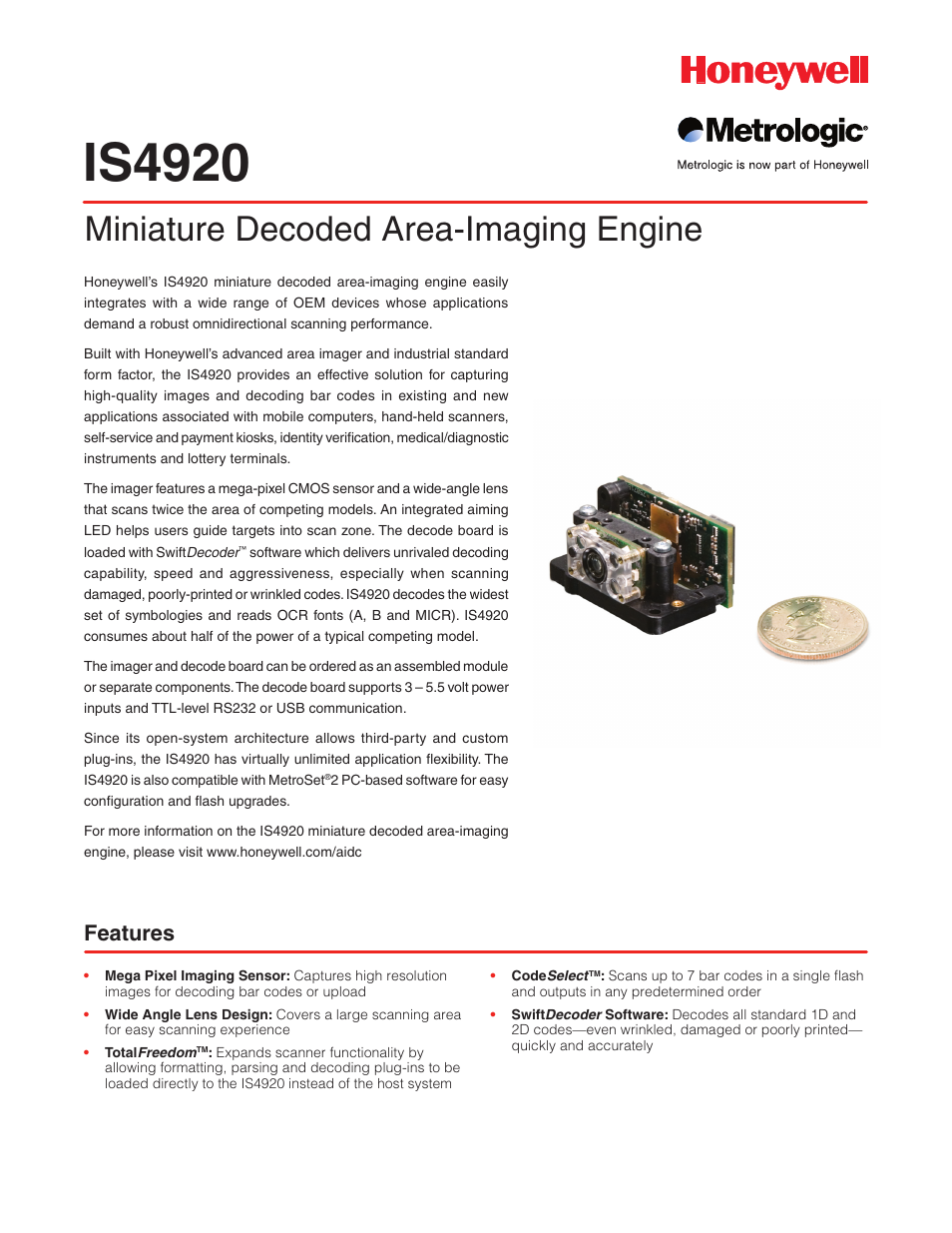 Metrologic Instruments IS4920 User Manual | 2 pages