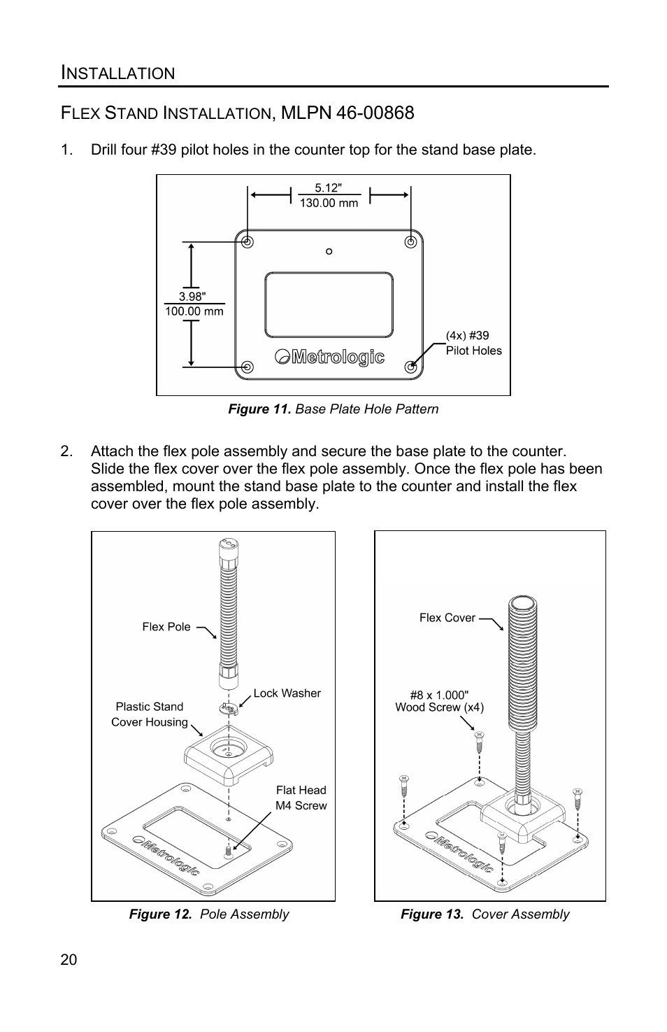 Flex stand installation, mlpn 46-00868, Mlpn | Metrologic Instruments Solaris MS7820 User Manual | Page 24 / 64