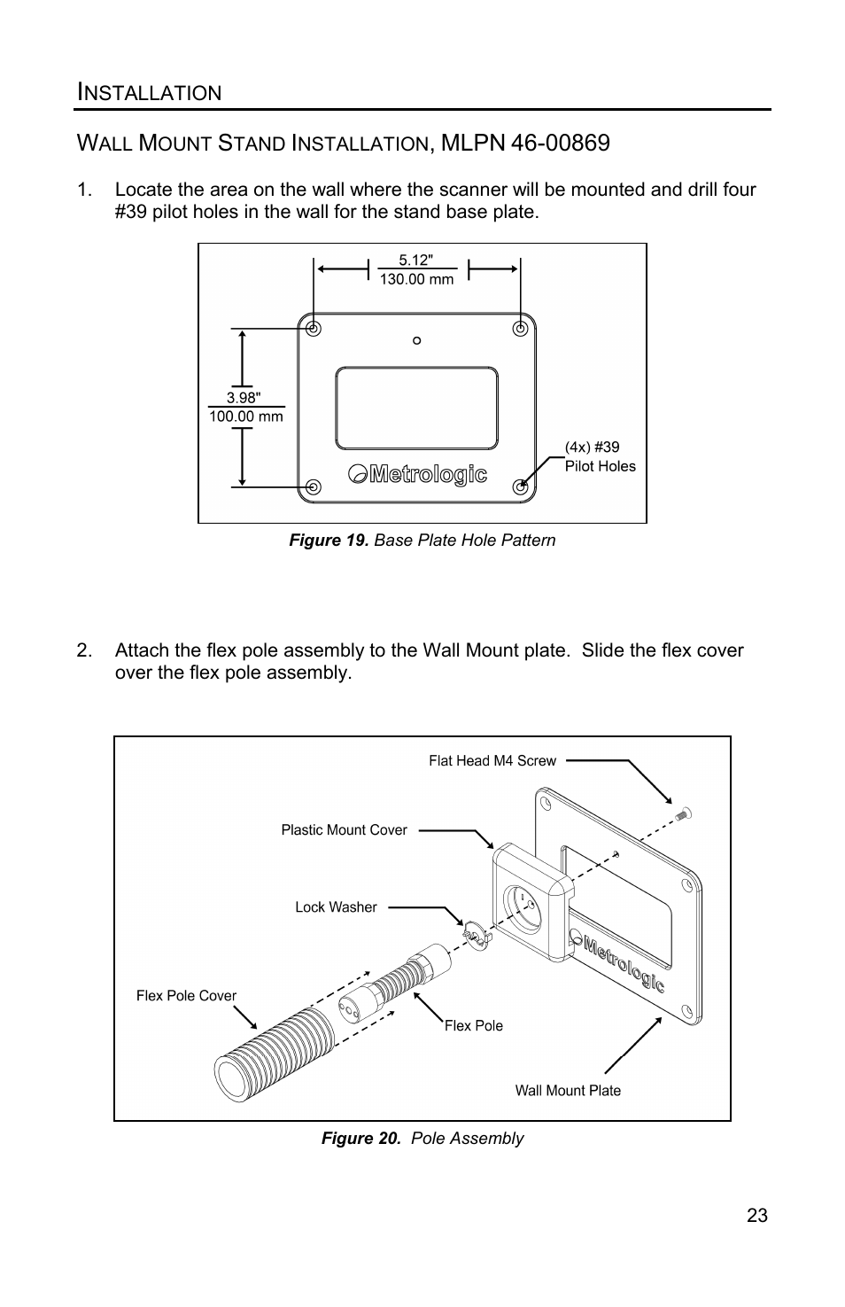 Wall mount stand installation, mlpn 46-00869, Mlpn | Metrologic Instruments Solaris MS7820 User Manual | Page 27 / 64