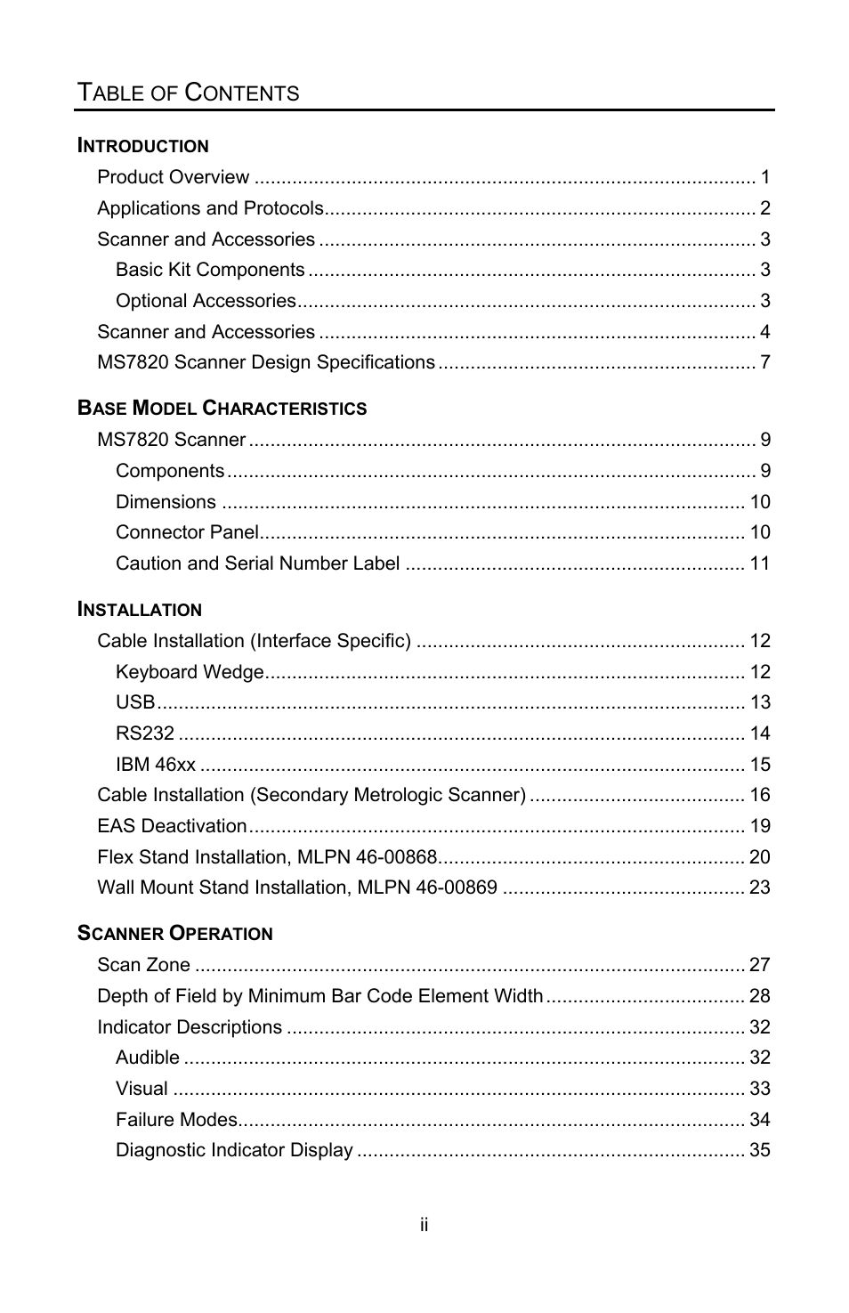 Metrologic Instruments Solaris MS7820 User Manual | Page 3 / 64