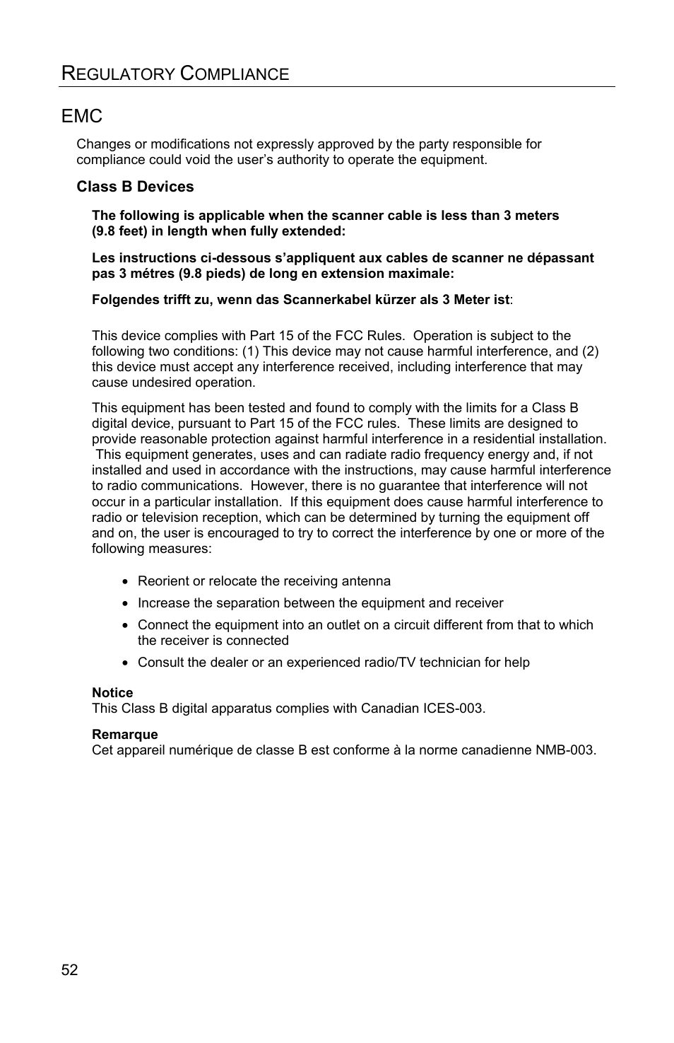 Class b devices | Metrologic Instruments Solaris MS7820 User Manual | Page 56 / 64