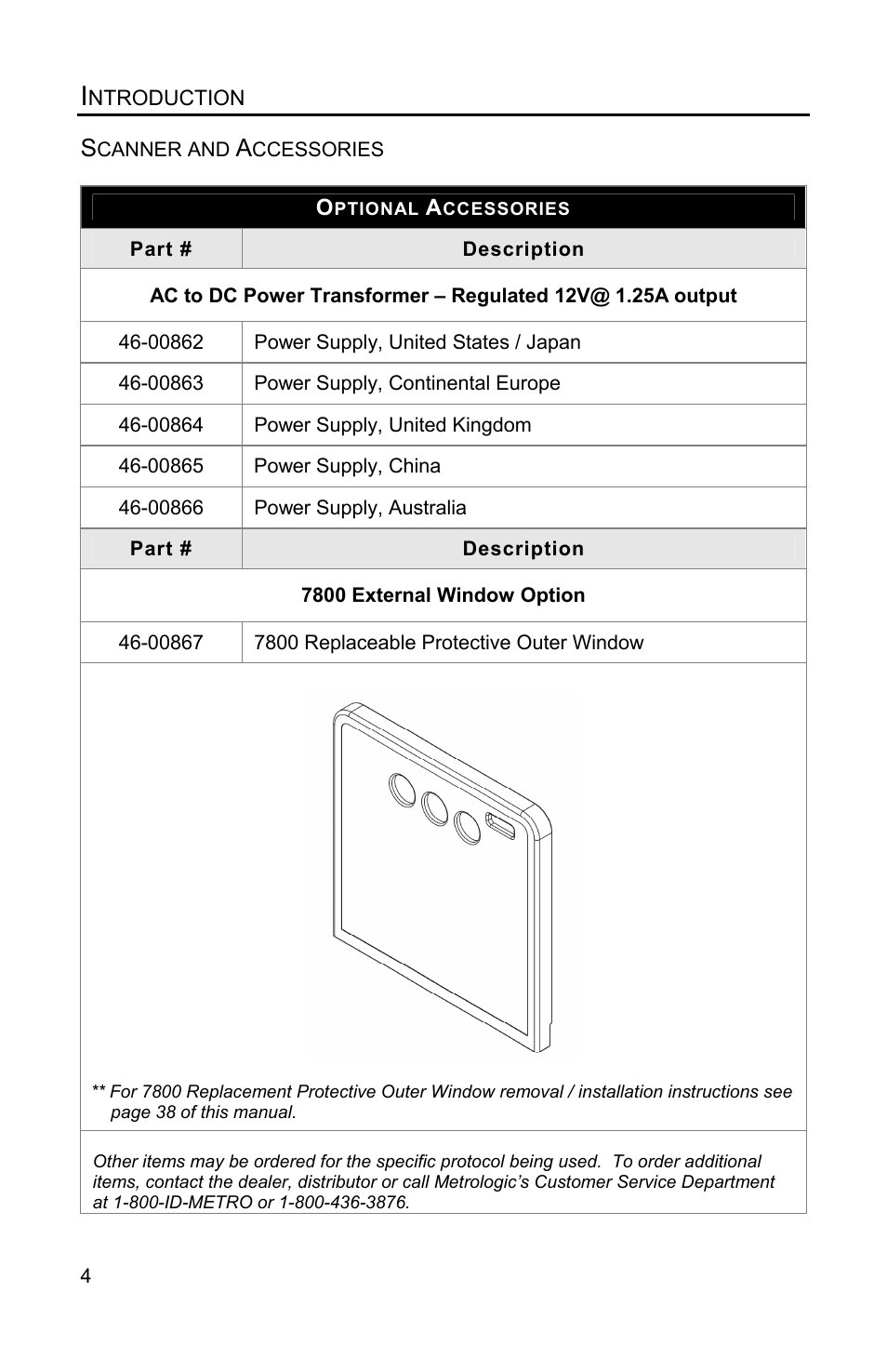 Scanner and accessories | Metrologic Instruments Solaris MS7820 User Manual | Page 8 / 64