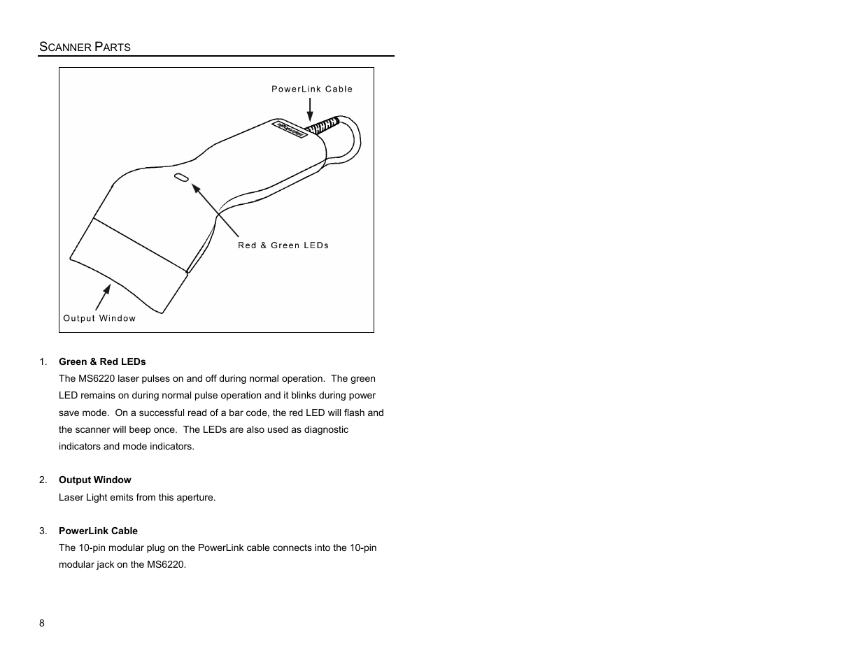 Scanner parts | Metrologic Instruments MS6200 User Manual | Page 12 / 40