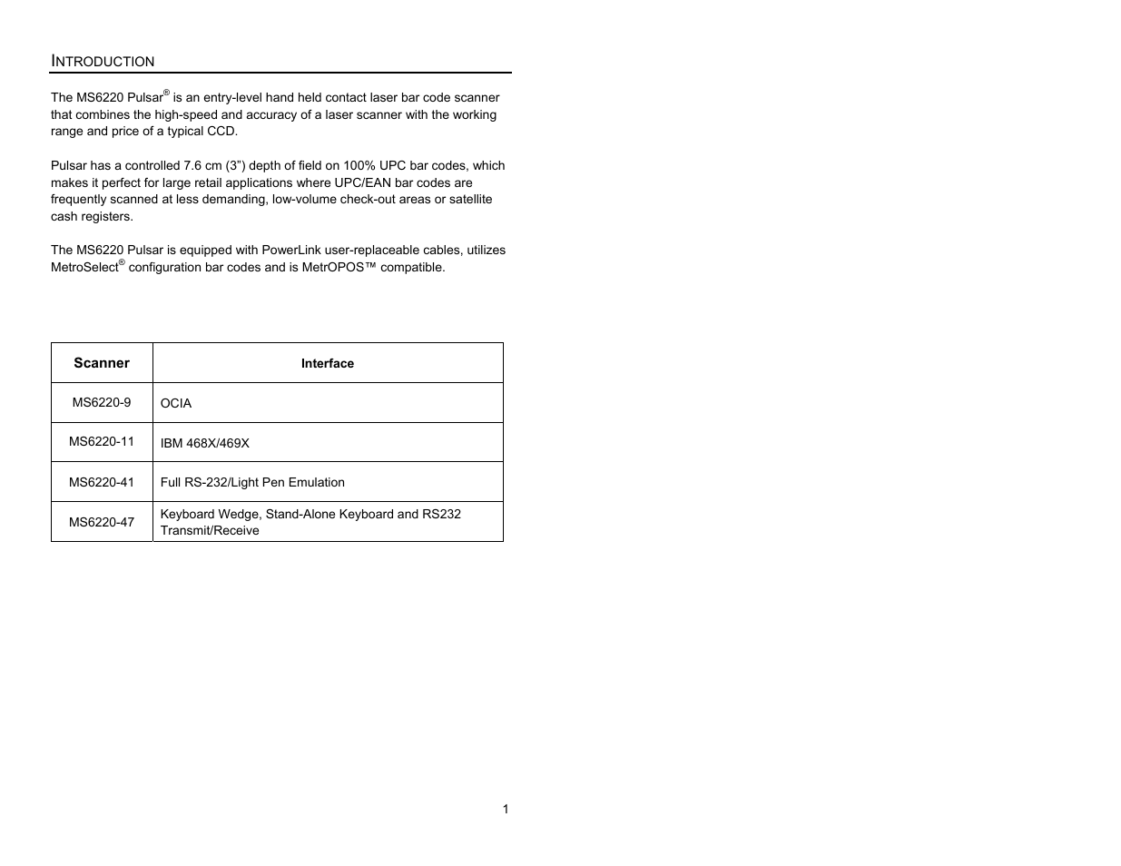 Introduction | Metrologic Instruments MS6200 User Manual | Page 5 / 40