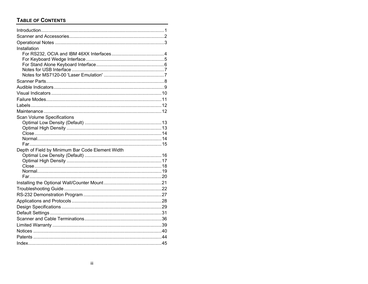 Metrologic Instruments MS7120 User Manual | Page 4 / 52