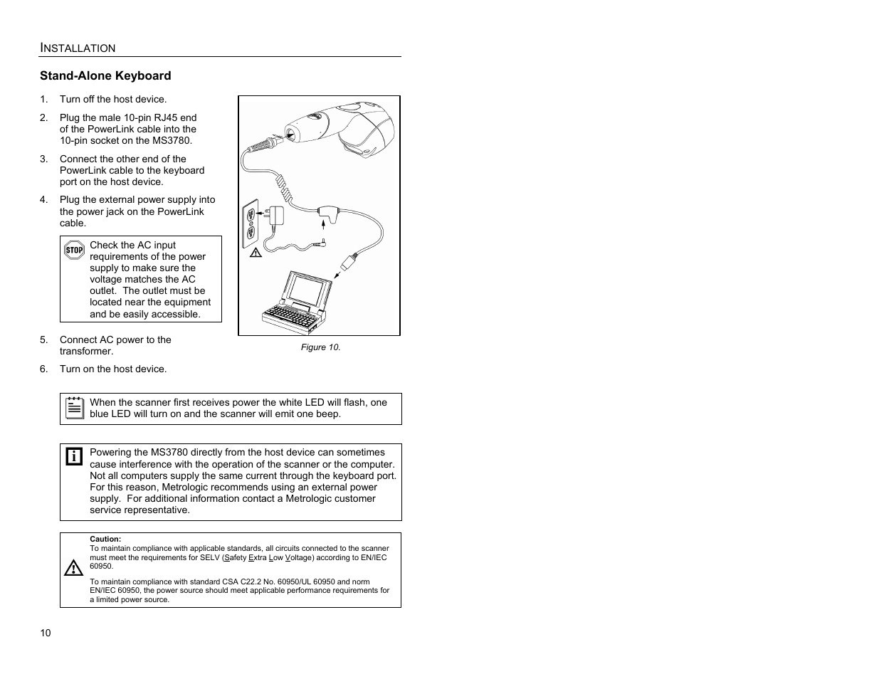 Stand-alone keyboard, Stand-alone keyboard wedge | Metrologic Instruments MS3780 User Manual | Page 14 / 52
