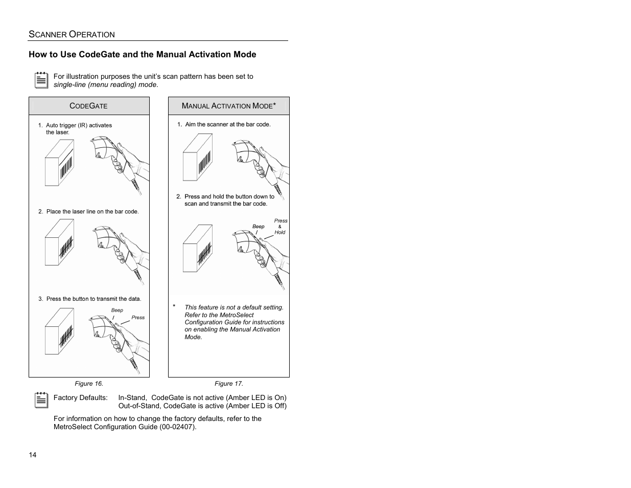 How to use codegate and the manual activation mode | Metrologic Instruments MS3780 User Manual | Page 18 / 52