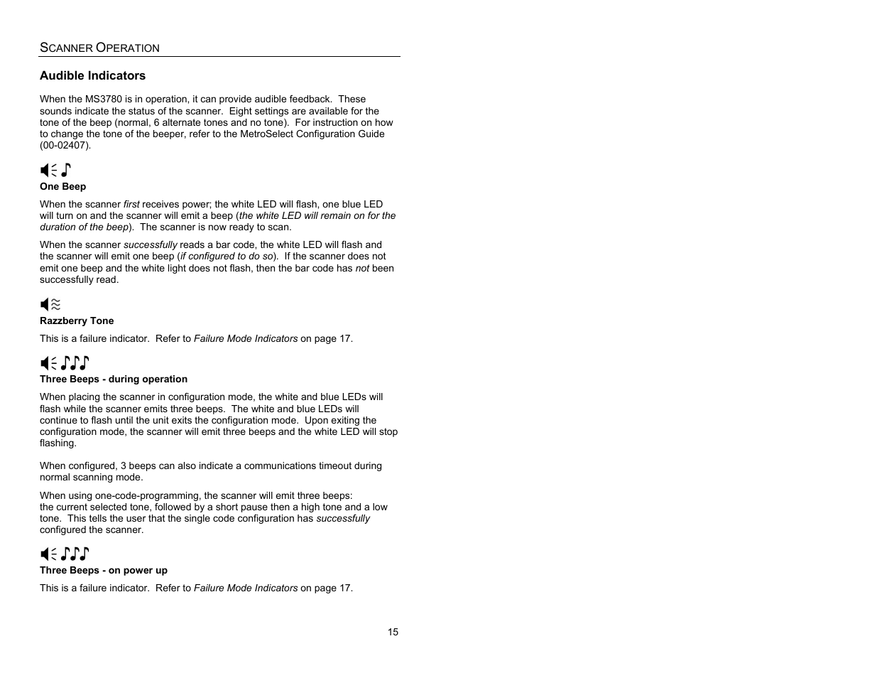 Indicators, Audible | Metrologic Instruments MS3780 User Manual | Page 19 / 52