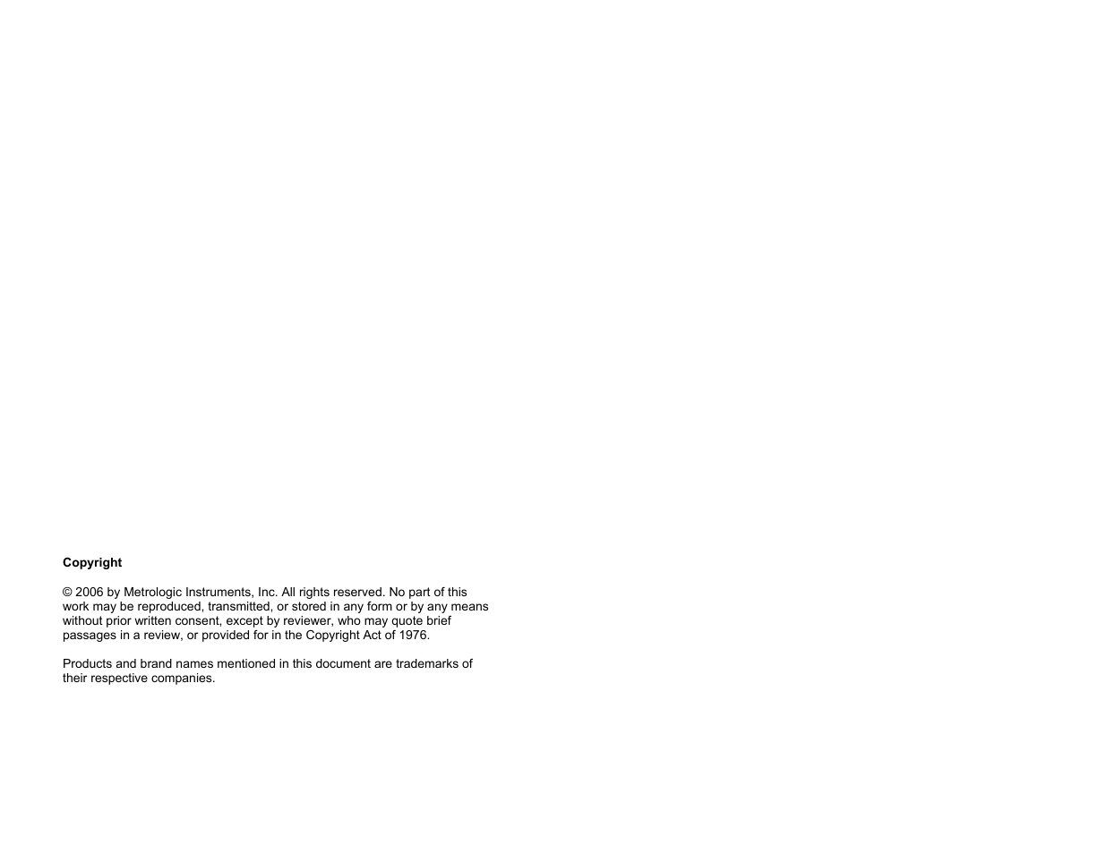 Copyright | Metrologic Instruments MS3780 User Manual | Page 2 / 52