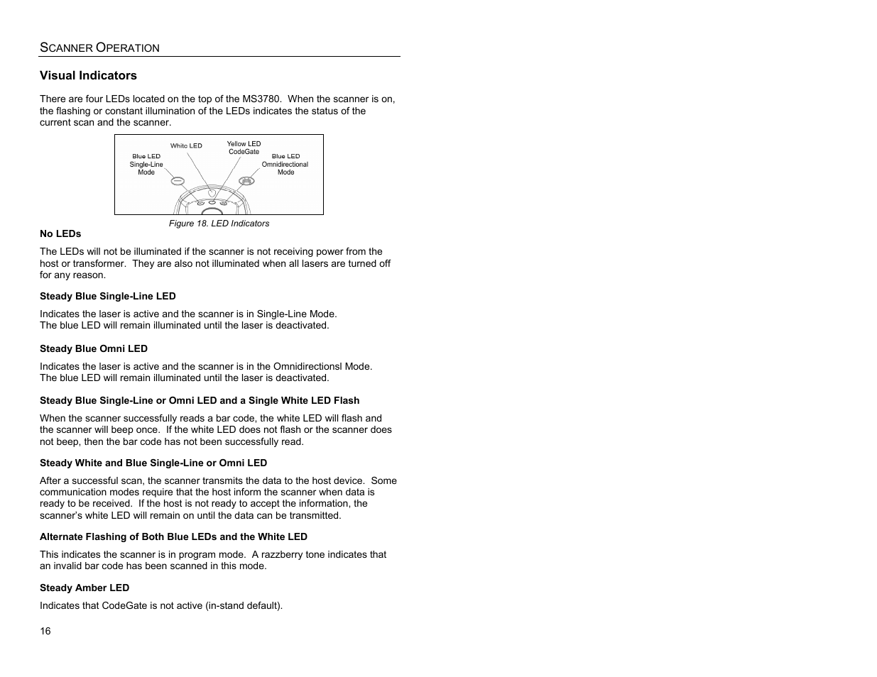 Visual, Visual indicators | Metrologic Instruments MS3780 User Manual | Page 20 / 52
