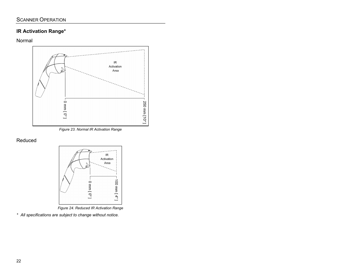 Ir activation range, Normal, Reduced | Metrologic Instruments MS3780 User Manual | Page 26 / 52