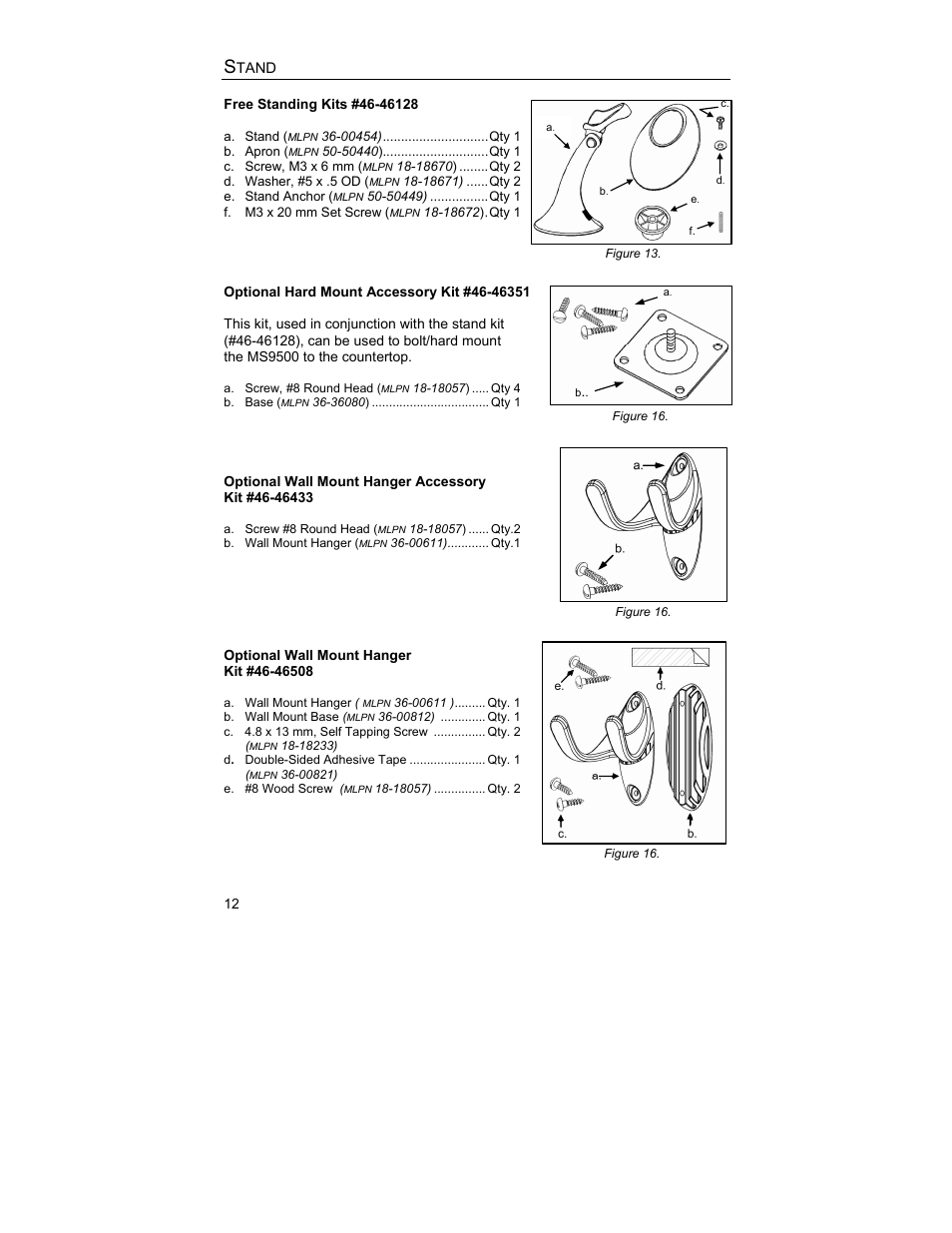 Stand, Kits | Metrologic Instruments MS9544 User Manual | Page 16 / 56