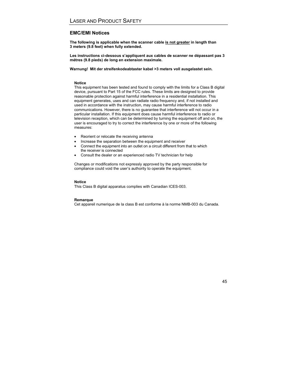Notices and cautions, Notices | Metrologic Instruments MS9544 User Manual | Page 49 / 56