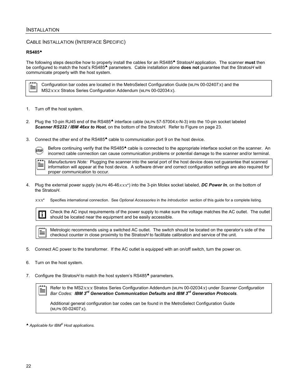 Rs485 | Metrologic Instruments StratosH MS2321 User Manual | Page 26 / 68