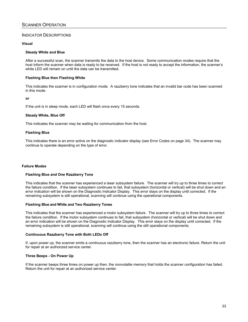 Failure | Metrologic Instruments StratosH MS2321 User Manual | Page 37 / 68