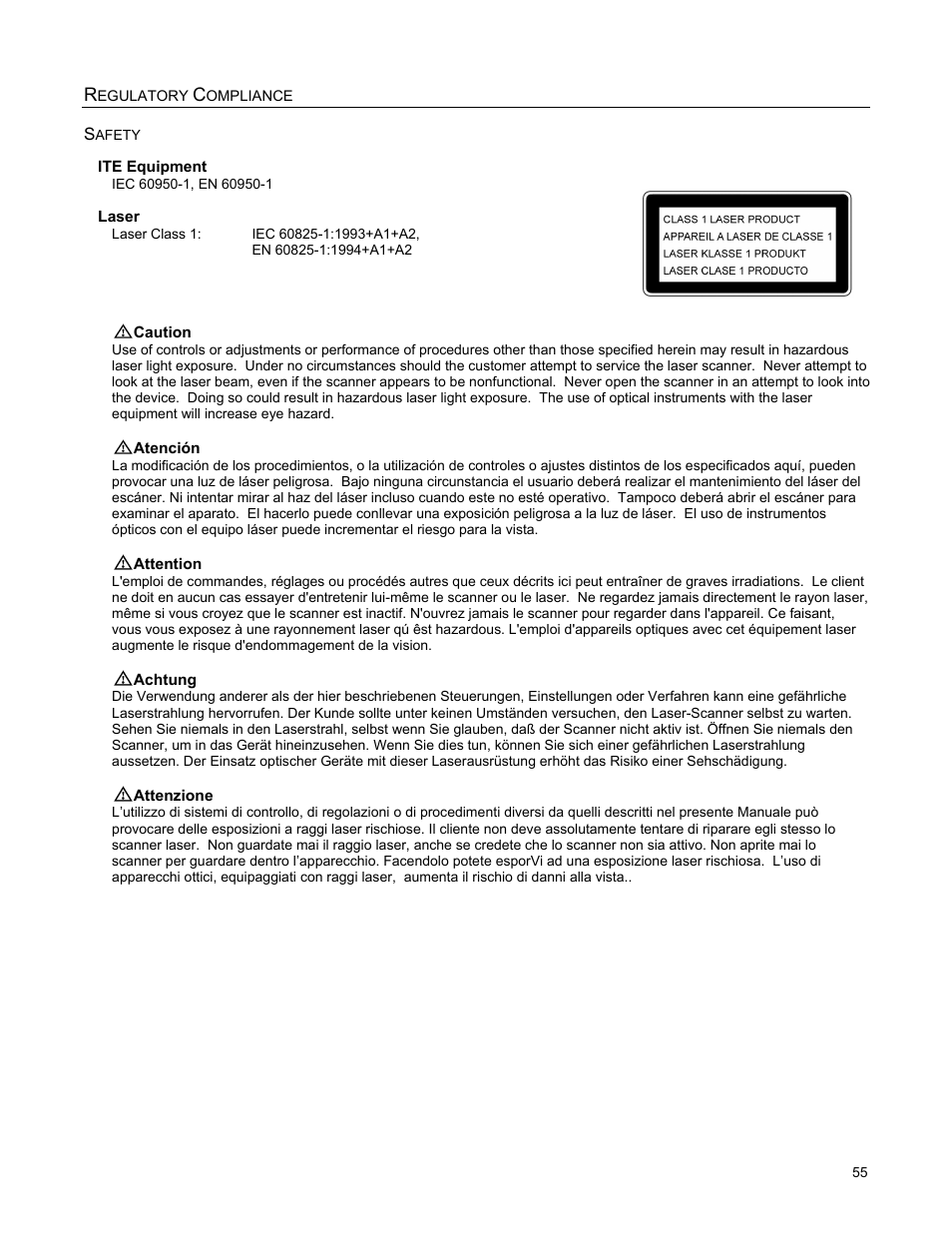 Regulatory compliance, Safety, Egulatory | Ompliance | Metrologic Instruments StratosH MS2321 User Manual | Page 59 / 68