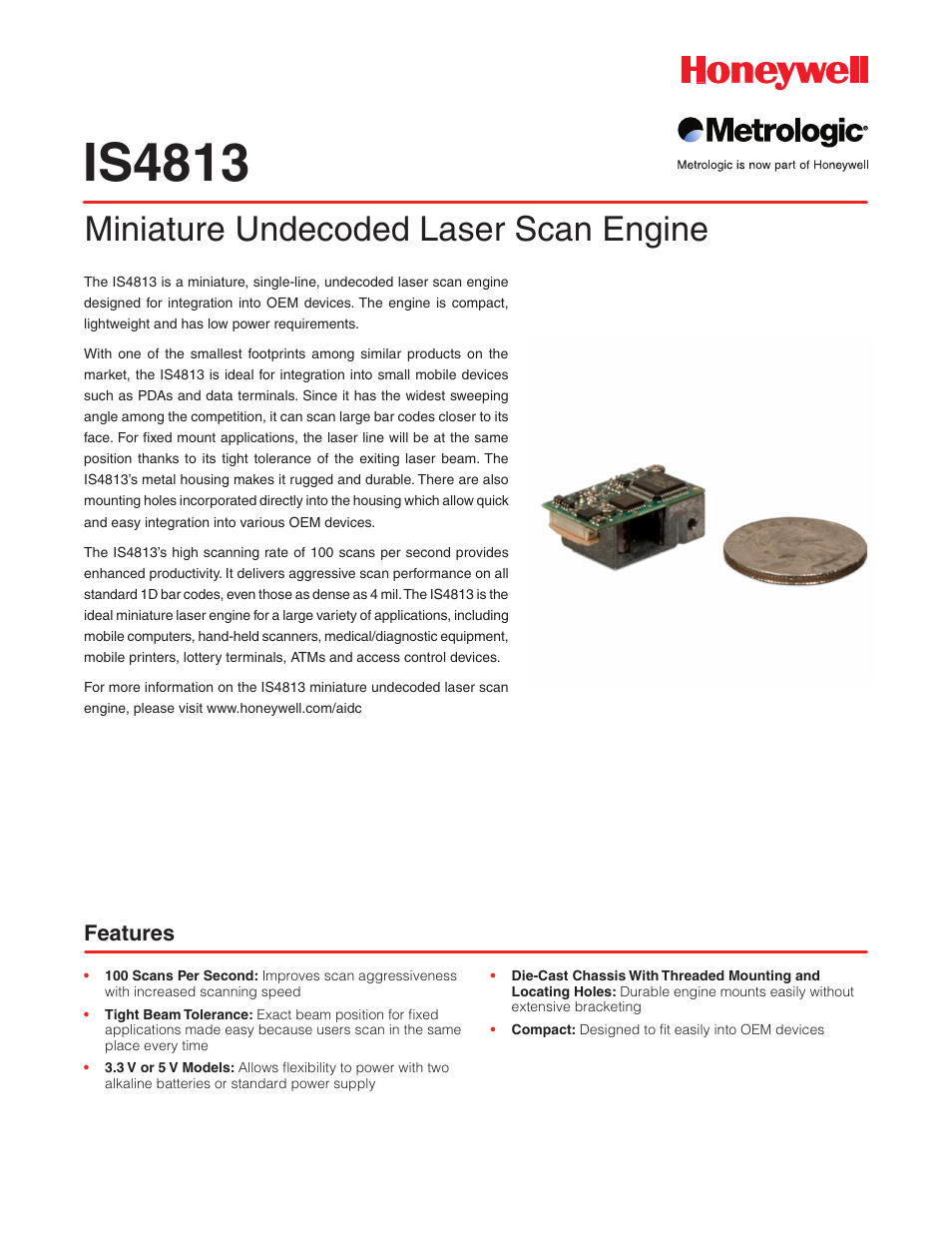 Metrologic Instruments IS4813 User Manual | 2 pages