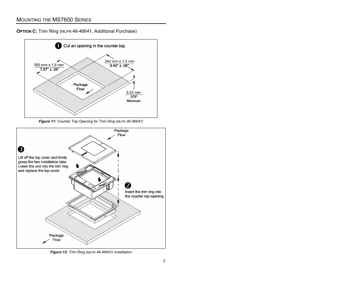 Option c: trim ring, Ms7600 s | Metrologic Instruments MS7620 User Manual | Page 10 / 59