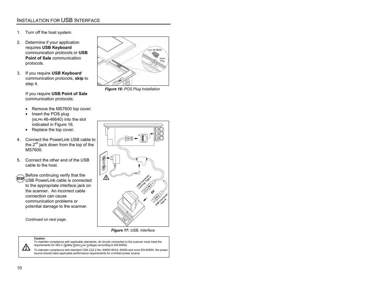 For usb interface, Usb i | Metrologic Instruments MS7620 User Manual | Page 13 / 59