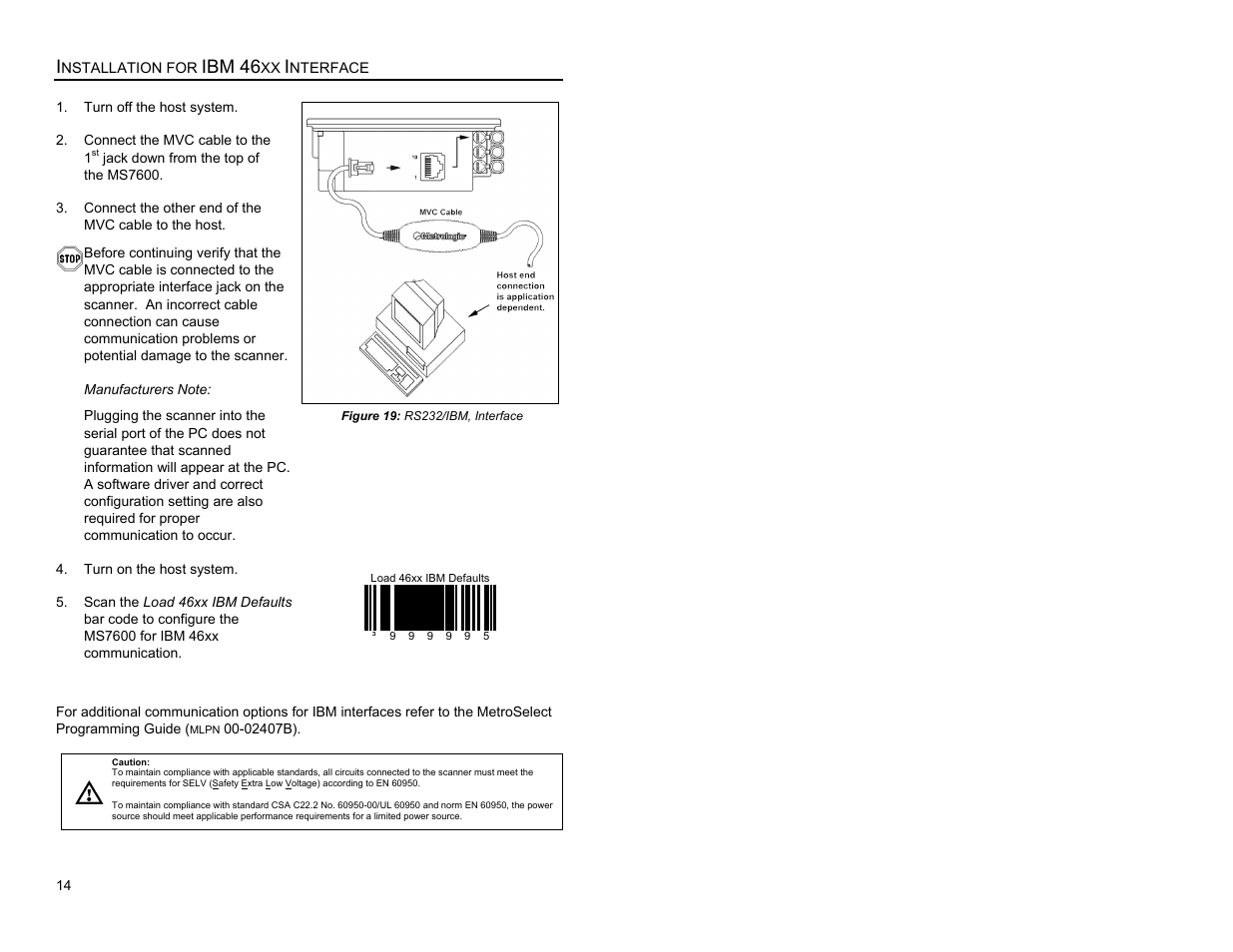 For ibm 46xx interface, Ibm 46 | Metrologic Instruments MS7620 User Manual | Page 17 / 59