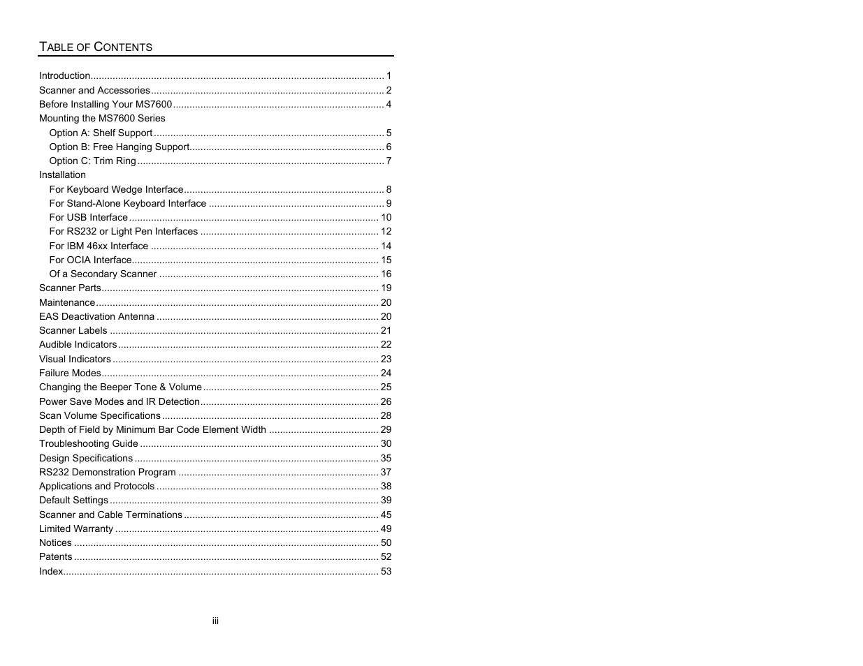 Metrologic Instruments MS7620 User Manual | Page 3 / 59