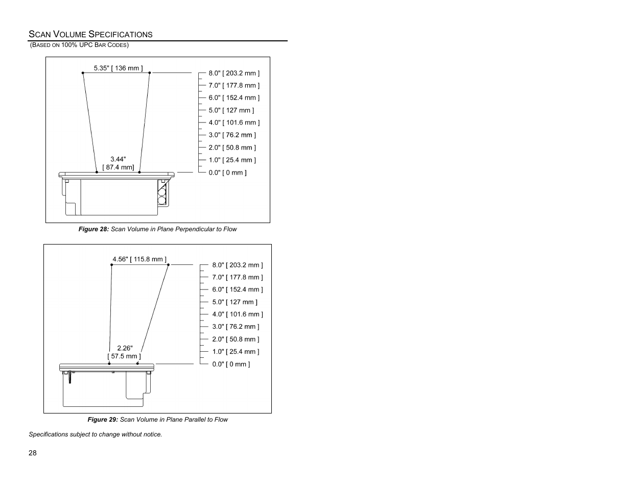 Scan volume specifications | Metrologic Instruments MS7620 User Manual | Page 31 / 59