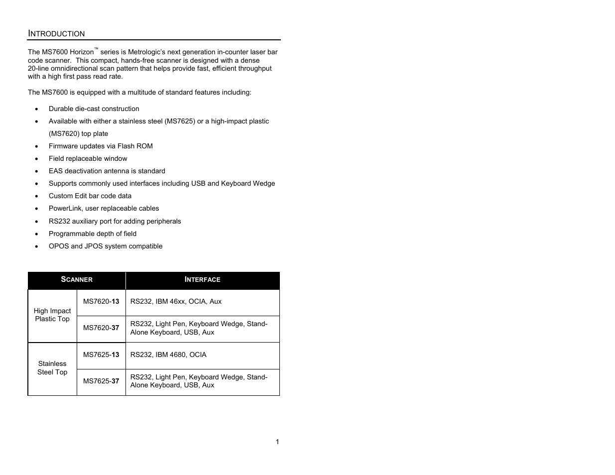 Introduction | Metrologic Instruments MS7620 User Manual | Page 4 / 59