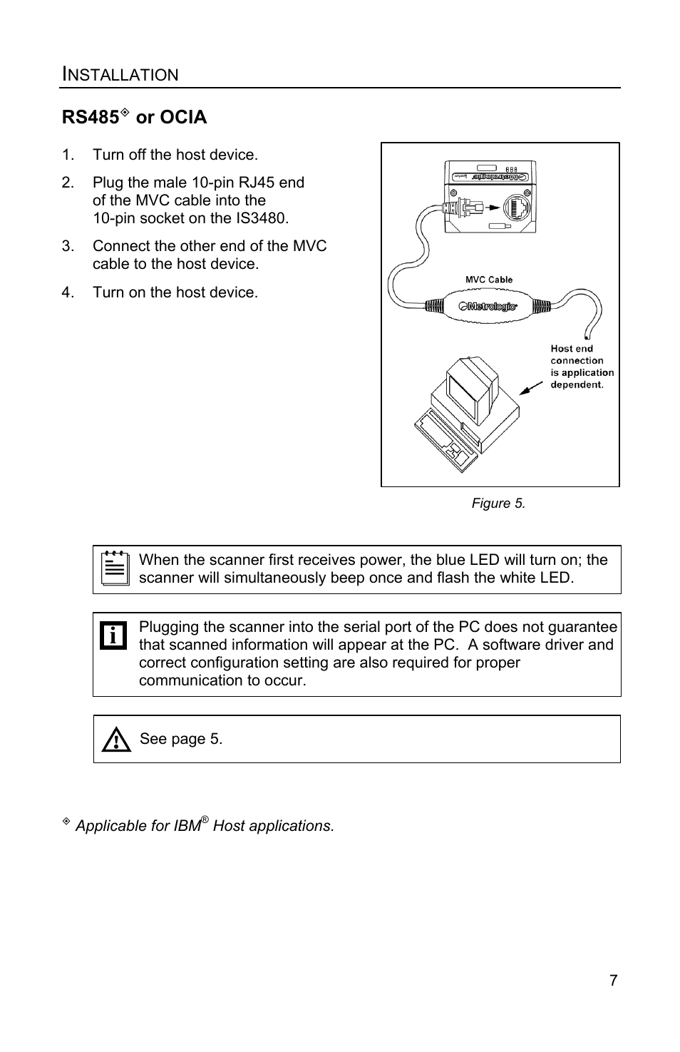 Rs485 or ocia, Rs485, Or ocia | Metrologic Instruments IS3480 User Manual | Page 11 / 56