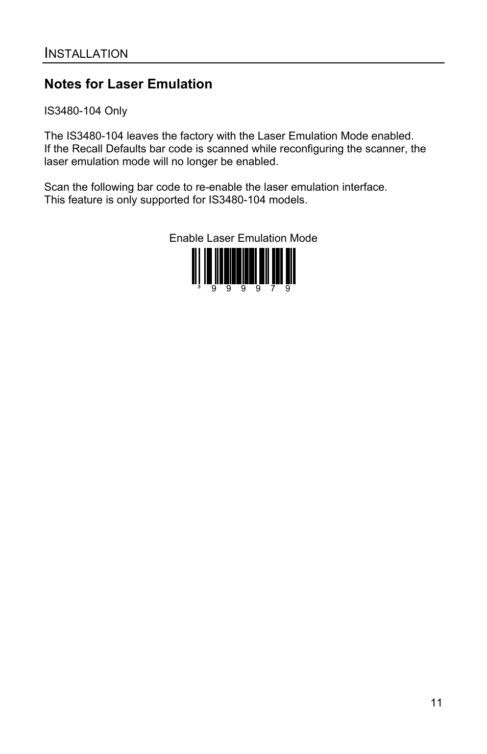 Notes for laser emulation | Metrologic Instruments IS3480 User Manual | Page 15 / 56